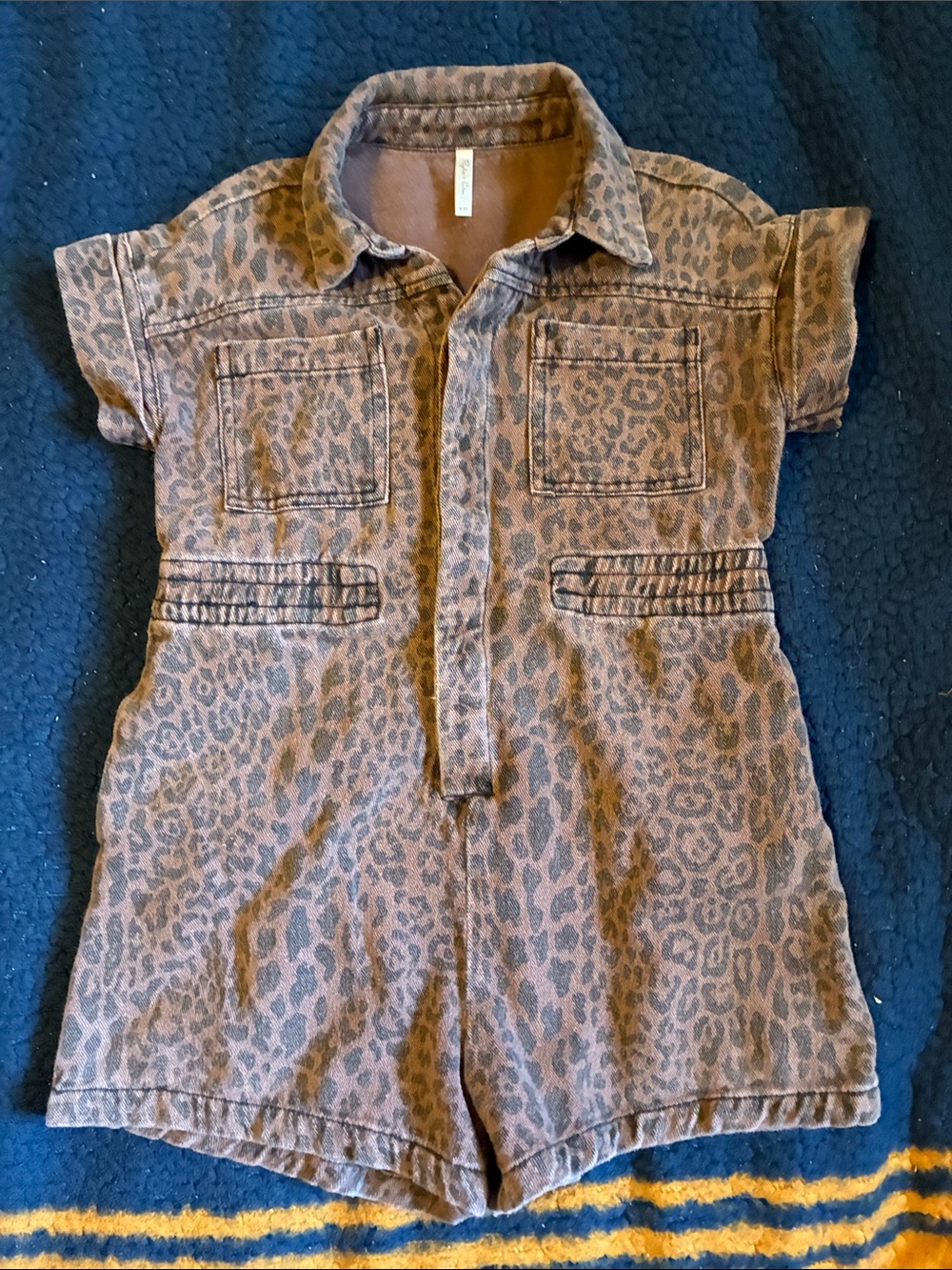 Rylee + Cru Utility Romper in Leopard print